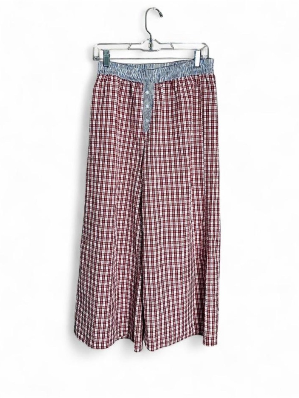 Sincerely Jules Red Gingham Wide Leg Boxer Pants L